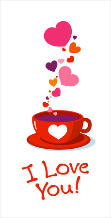 Tea cup with love hearts.のイラスト素材