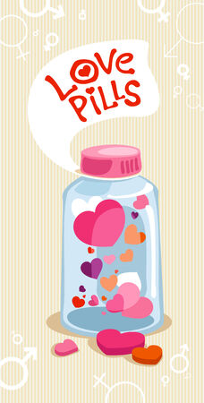Love pills in bottleのイラスト素材