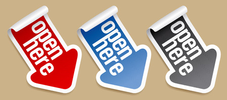 open here, packing stickers setのイラスト素材