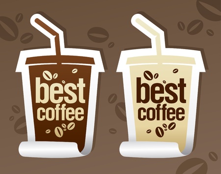Best coffee stickers in form of take away cup.のイラスト素材