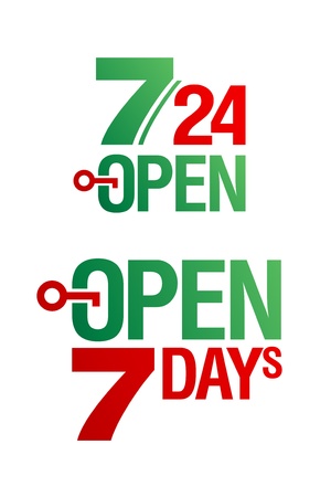7 Days Open vector setのイラスト素材