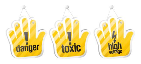 Set of warning vector signs in form of palmのイラスト素材