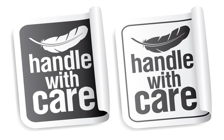 Handle with care packing stickers setのイラスト素材