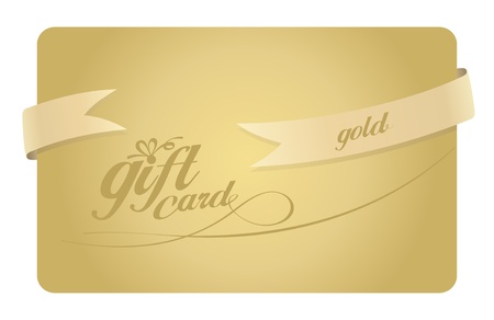 Gold Gift card with ribbon.のイラスト素材