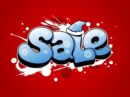 Christmas sale vector illustration with snow splashes.のイラスト素材