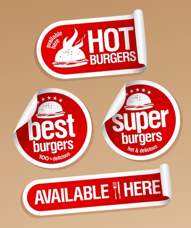 Best Hot Burgers, stickers pack.のイラスト素材
