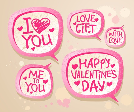 Happy Valentine`s day speech bubble icons.のイラスト素材