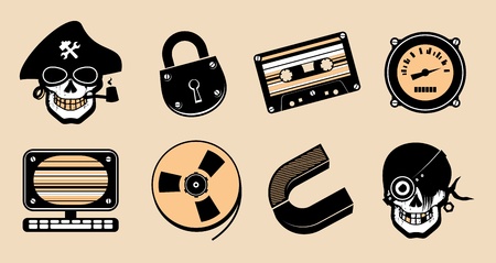 Cartoon icons in steampunk style.のイラスト素材