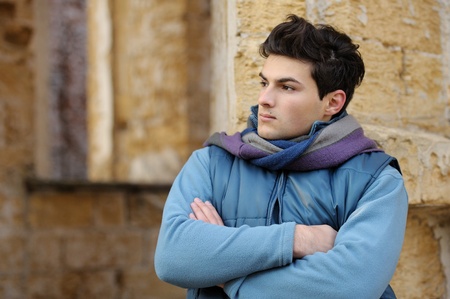 Young stylish man portrait. Outdoor.の写真素材