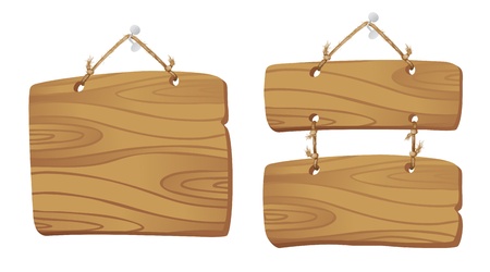 Wooden boards hanging on a cord のイラスト素材