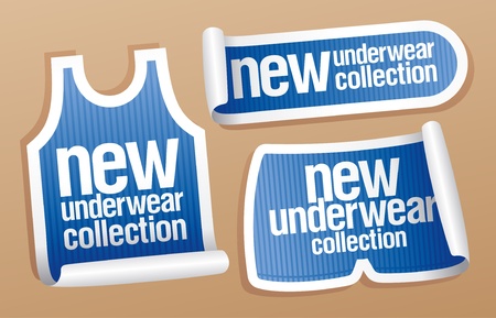 New underwear collection for men, vector stickers set.のイラスト素材