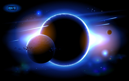 Planets at sunrise on the background of the cosmos. のイラスト素材