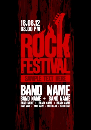 Rock festival design template with bass guitar and place for text.のイラスト素材
