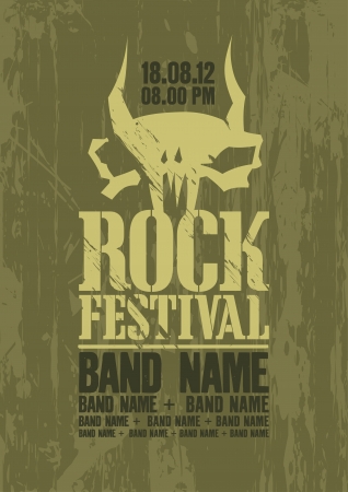 Rock festival design template with cow scull and place for text.のイラスト素材