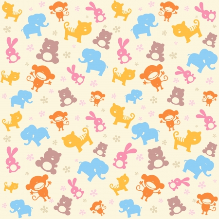 Child seamless pattern with cute animals のイラスト素材