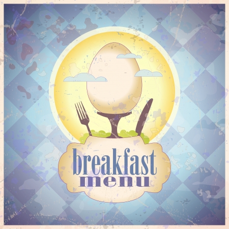 Retro breakfast menu card design template  のイラスト素材