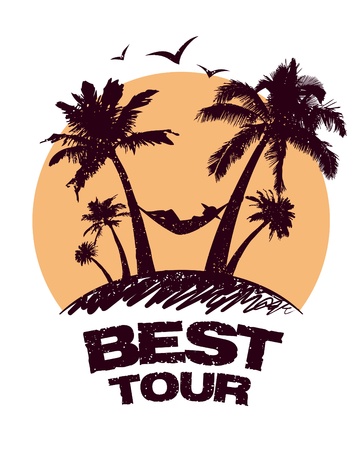 Best tour design template with tropical view.のイラスト素材