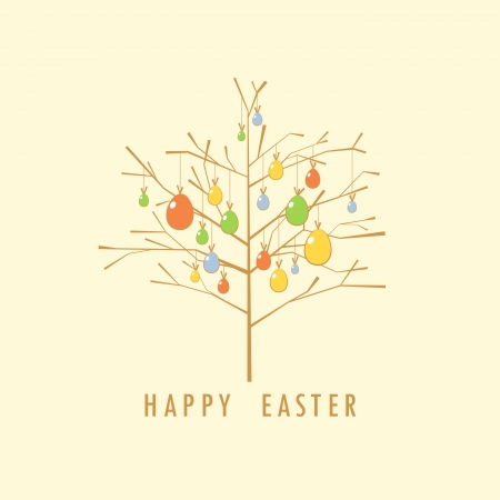 Easter tree card template のイラスト素材