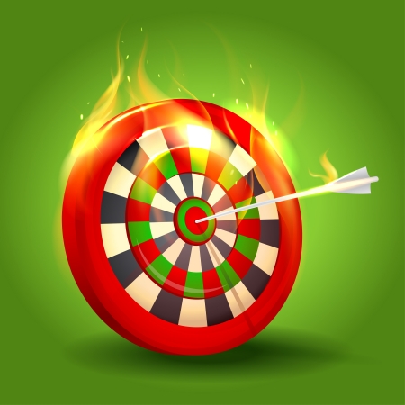 Burning target design on green background. のイラスト素材