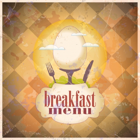 Retro breakfast menu card design template. のイラスト素材