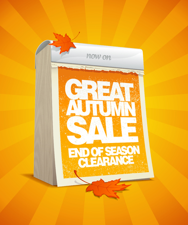 Autumn sale design template in form of tear-off calendar.  Eps10のイラスト素材