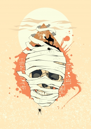 Egyptian design with mummy skull のイラスト素材