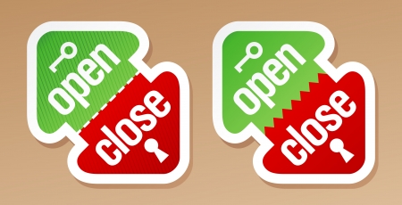 Open and close packing signs.のイラスト素材