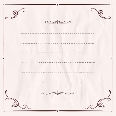 Handdrawn frame with antique curls on a paper. のイラスト素材