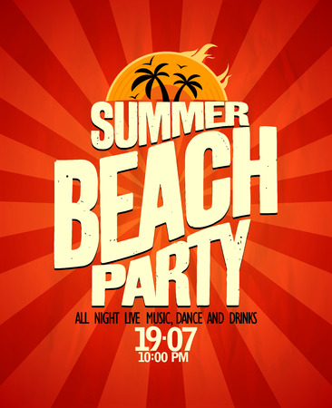 Summer beach party typographical poster. のイラスト素材