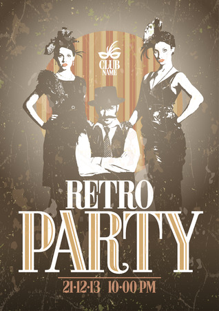 Retro party design with fashion girls and man. Eps10のイラスト素材