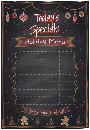 Holiday menu chalkboard with place for text. Today`s specials.のイラスト素材
