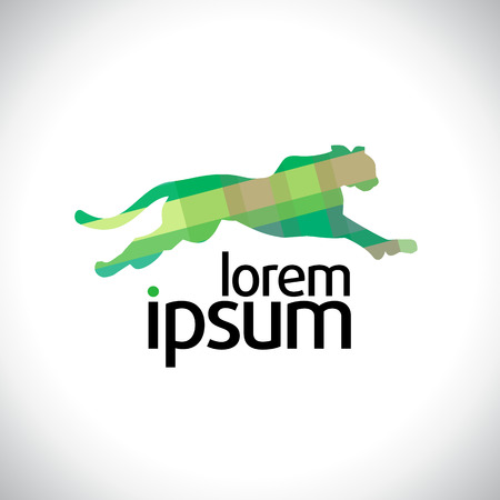 Green running panther flat logo template.のイラスト素材