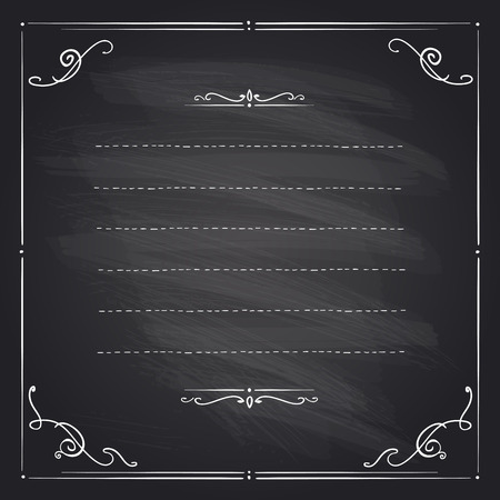 Chalkboard frame with antique curls and place for text.のイラスト素材