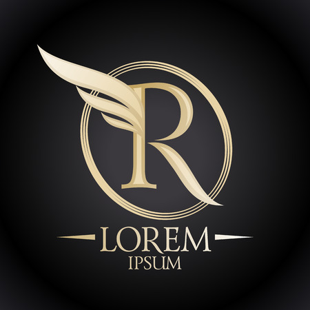 Elegant letter R with wing logo template.のイラスト素材