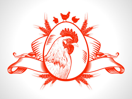 Farm fresh market symbol with hen, retro style.のイラスト素材