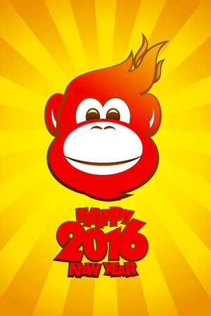 2016 year fiery monkey card design, happy new year.のイラスト素材