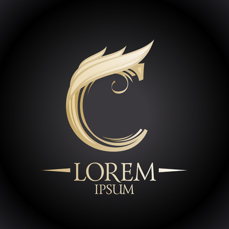 Chic golden C letterのイラスト素材