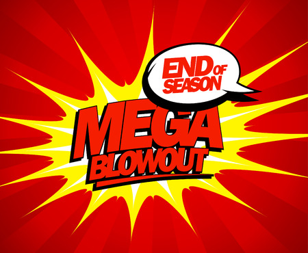 End of season mega blowout sale design in pop-art style.のイラスト素材