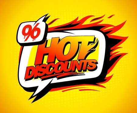 Hot discounts sale concept pop-art burning speech bubbleのイラスト素材
