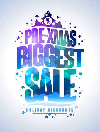 Pre xmas biggest sale poster, holiday discounts design conceptのイラスト素材