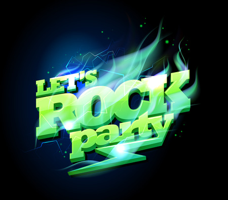 Let`s rock party sign, electric plasma textのイラスト素材