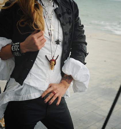 Fashion woman autumn outfit, baroque, vamp styleの写真素材