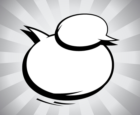 Comic black and white speech bubble in pop-art style with raysのイラスト素材