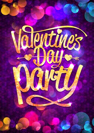 Valentine`s day party banner with confetti illustration.のイラスト素材