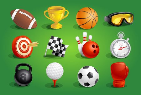Sport objects symbols and icons vector set.のイラスト素材