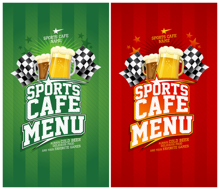 Sports cafe menu cards set, green and redのイラスト素材