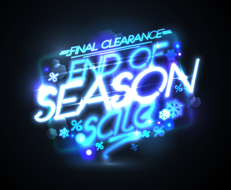End of season sale vector advertising banner, final clearance, neon lights styleのイラスト素材