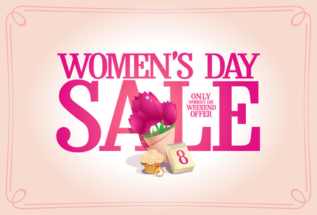 Women's day sale poster concept, holiday weekend offer bannerのイラスト素材