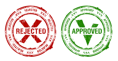 Approved and rejected rubber stamps imprintsのイラスト素材