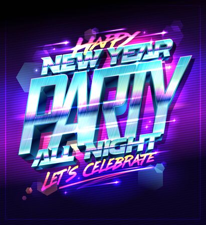 New year party poster design concept, let's celebrateのイラスト素材